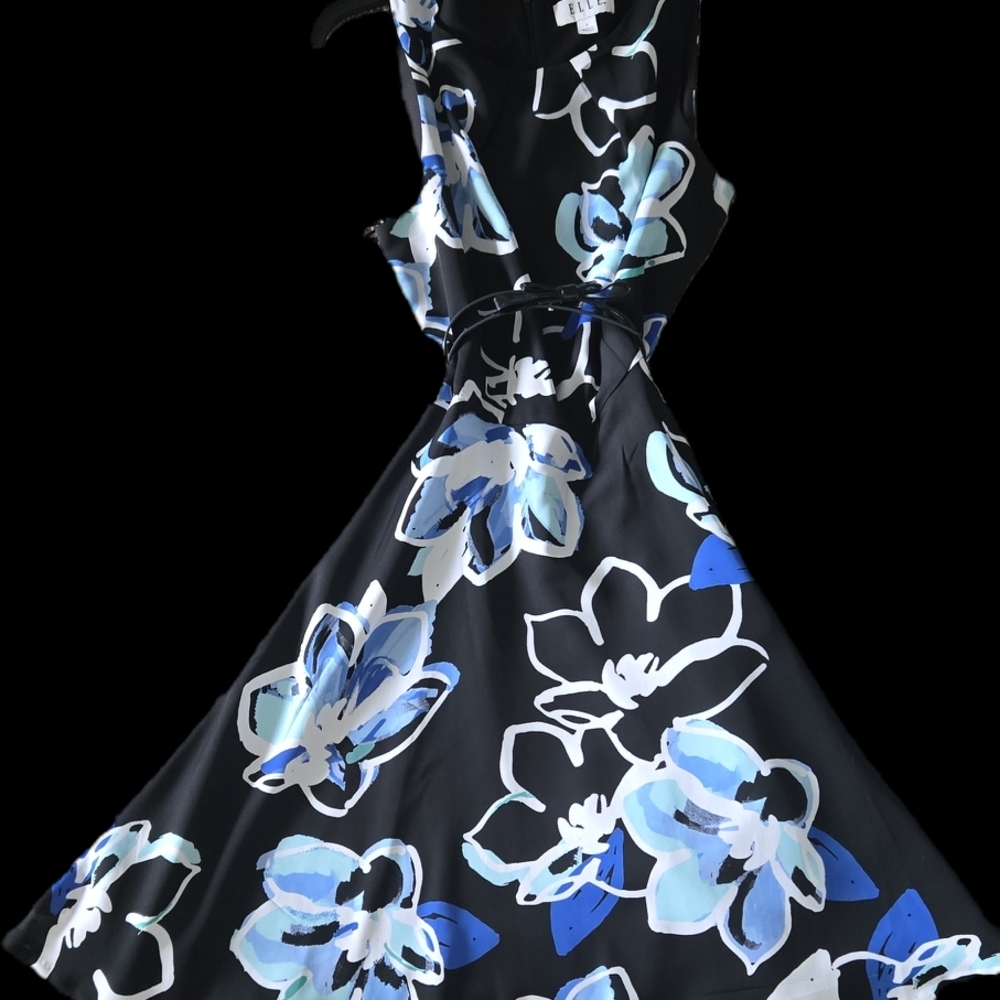 Elle Blue and White Halter Midi Sundress